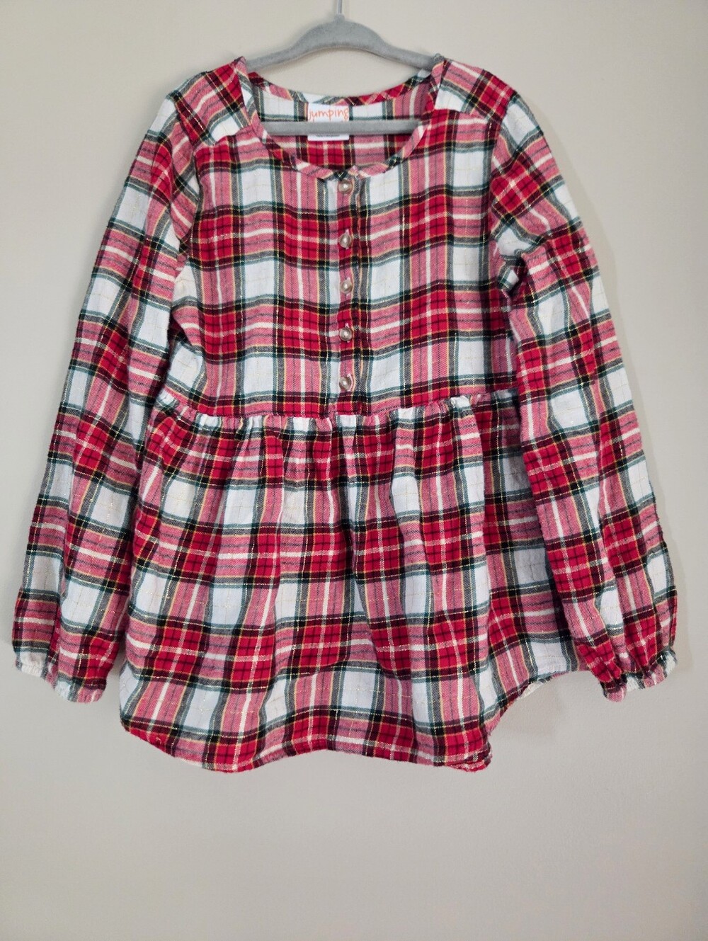 Jumping Beans Girls Plaid Flannel Long Sleeve Tunic Top 6X